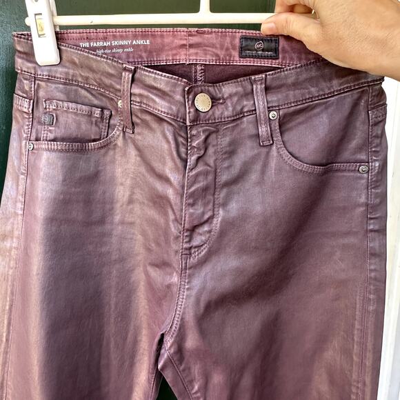 NWOT AG Farrah Skinny Ankle Coated Jeans 27R Portobello Leather Look High Rise - Picture 3 of 9